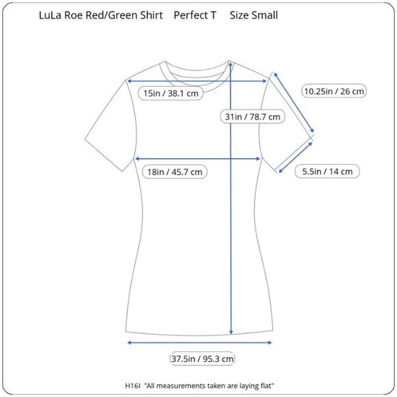 LuLaRoe Perfect-T Women's Red / Green Diamond Pattern T-Shirt, Size: Small, New - Picture 8 of 8